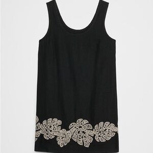 NWT Banana Republic Black Mini Dress with White Leaf Design